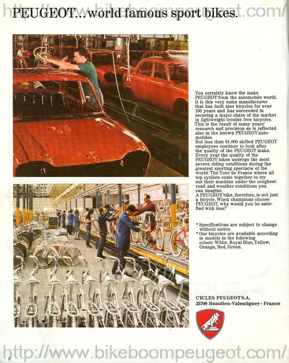 Peugeot 1974 USA Brochure